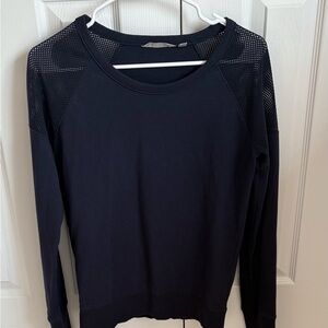 XS Athleta Navy Sweatshirt Mesh Top